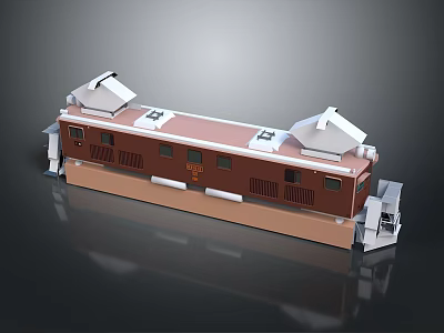 Brown And White Train Model With Detailed Carriages Roof Structures And Windows 3d model