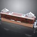 Brown And White Train Model With Detailed Carriages Roof Structures And Windows