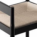 Stylish Single Chair with Black Frame Armrests and Light Fabric Seat