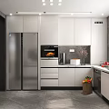 Modern Kitchen Interior With White Cabinets Gray Countertops And Open Design 3d model