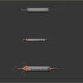 Medical Syringes With Metal Structure And Orange Parts In Different Sizes