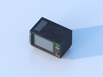 Black Modern Television With Digital Display And Control Buttons On Light Blue Background 3d model