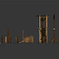 Wooden Scene Components Collection Featuring Fences Railings Shelves And Ladders