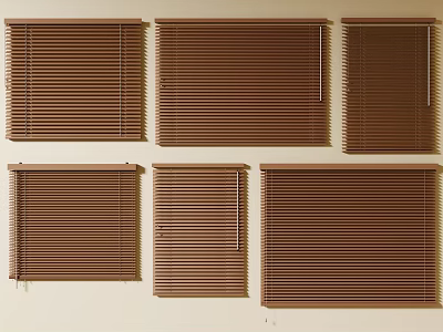 Assorted Horizontal Blinds with Different Sizes and Brown Tones for Home Window Decor 3d model
