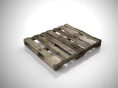 Rustic Weathered Wooden Pallet Featuring Natural Wood Slats And Solid Structure 3d model