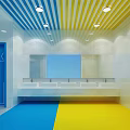 Xueersi Double Teacher School Classroom With Orange Interior Tables Chairs And Screen