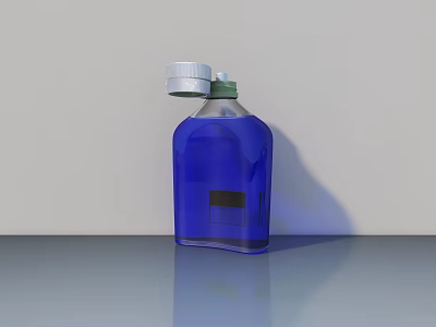 Blue Bottle With White Side Hung Door Lid On Gray Surface And Light Background 3d model