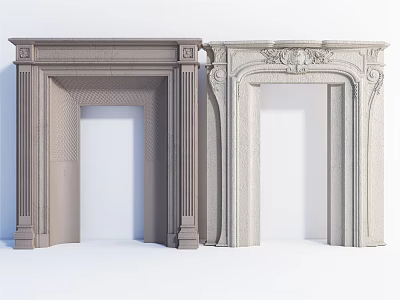 Classic And Modern Stone Door Arches With Ornate Carvings And Simple Mouldings 3d model