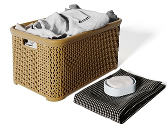 Modern Storage Basket Laundry Basket Bamboo Basket 3d model