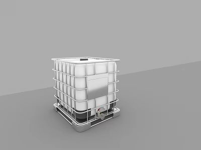 Durable Square Stainless Steel Industrial Container With Metal Frame And Wheels 3d model