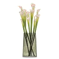 Transparent Striped Vases With Unique Pink Green White Decorative Flower Arrangement