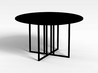 Tech Exhibition Hall Featuring Modern Round Black Table With Metal Legs Design 3d model