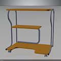 Modern Wooden Storage Shelf With Metal Frame And Multiple Tiers On Wheels