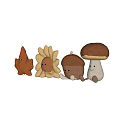 Cute Plush Stuffed Dolls with Mushroom Maple Leaf Acorn Sunflower Shapes and Smiling Faces
