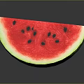 Fresh Juicy Watermelon Slice with Red Flesh Black Seeds and Green Rind