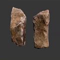 Two Natural Wooden Stone Pieces With Textured Surface And Reflection On Black Background