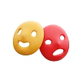 Yellow And Red Emoji Masks As Daily Life Items With Smiling And Sad Faces