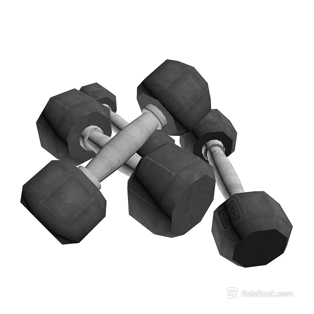 Black Dumbbells Workout Equipment Set for Home Gym Training 3d model 