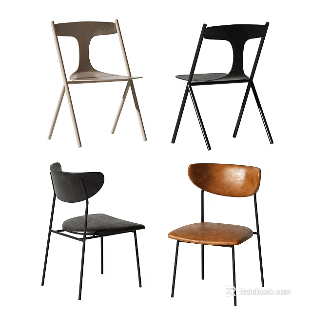 Modern Accent Chairs Design With Different Colors Metal Frames And Upholstered Seats 3d model 