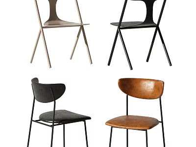 Modern Accent Chairs Design With Different Colors Metal Frames And Upholstered Seats 3d model