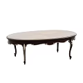 Elegant Oval Coffee Table With Light Colored Tabletop Dark Frame And Carved Legs 3d model