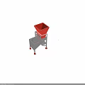 Industrial Processing Equipment With Red Hopper Silver Frame And Mechanical Parts