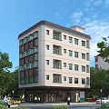 Modern Multi Story Residential Building With Light Exterior Dark Accents Windows Balconies And Green Trees