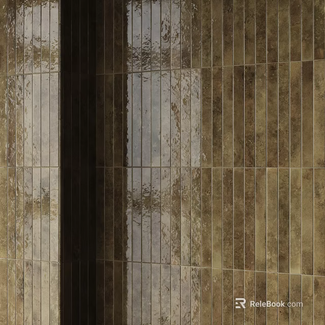 Glossy Vertical Wall Tiles In Warm Brown Finish For Bathroom Shower Area 3d model 