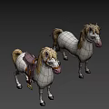 Two White Stuffed Toy Horses With Saddle Bridle And Mane Details