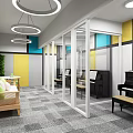 Kindergarten Indoor Activity Space With Pianos Glass Partitions And Comfortable Sofa Area