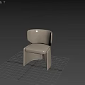 Modern Beige Leather Single Chair With Curved Backrest And Thick Legs