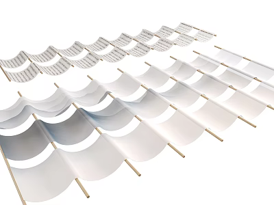 Elegant Modern Ceiling Drapery With Layered Wavy Fabric Design For Interior Decoration 3d model
