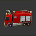Detailed Red Fire Truck Model With Emergency Lights And Storage Cabinets