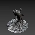 Game and Movie Character Metal Fish Statue In Leaping Pose With Square Textured Base