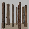 Several Tree Trunks Standing in Indoor Space with Natural Wood Texture
