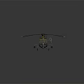 Military Style Helicopter With Multi Rotors Yellow Tipped Blades And Cockpit Details