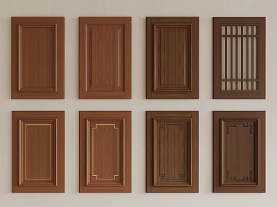 Various Wooden Cabinet Door Designs With Different Panel And Decorative Styles 3d model