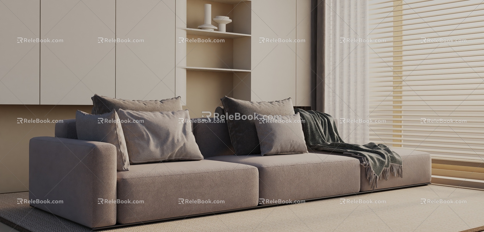 Three-seat sofa 3d model