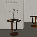 Middle Ancient Style Coffee Table Side Table Nordic Creative Solid Wood Corner Table Stainless Steel Removable Round Table 3d model