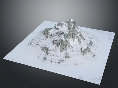 Realistic Stone Mountain Model Showcasing Detailed Rock Texture And White Base 3d model
