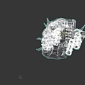 Sci Fi Mechanical Device With Black Body Green Glowing Spikes And Cannon