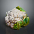 Fresh Cauliflower Head with Green Leaves and White Florets as Nutritious Vegetable Ingredient