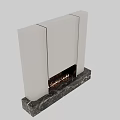 Modern White Fireplace Interior Design With Marble Base And Burning Flames 3d model