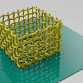 Modern Yellow Woven Square Decorative Ornament Set on Green Surface