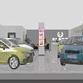 Car Dealership Showroom Interior With Various Colored Cars On