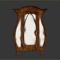 Wooden Cabinet With Curved Top Glass Door And Carved Legs Design