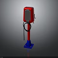 Red Charging Station With Display Screen Blue Base And Black Cable