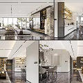Modern Living Room Interior Design With Sofa Chandeliers Bookshelves And Large Windows