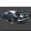 McLaren Blue Sports Car With Aerodynamic Rear Wing And Sporty Exterior Design