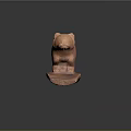 Clay Animal Sculpture Carving With Striped Design And Base Stand Open Top
